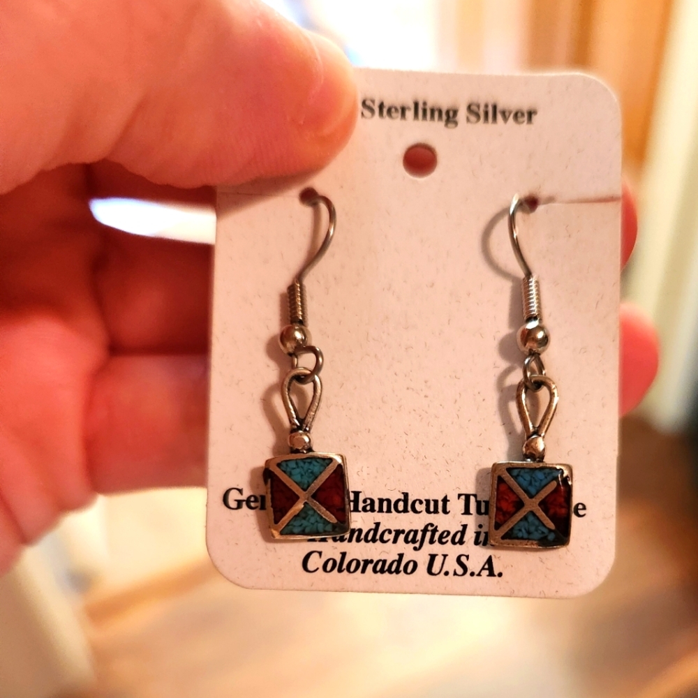 Solid Sterling Silver Turquoise Earrings, NWT